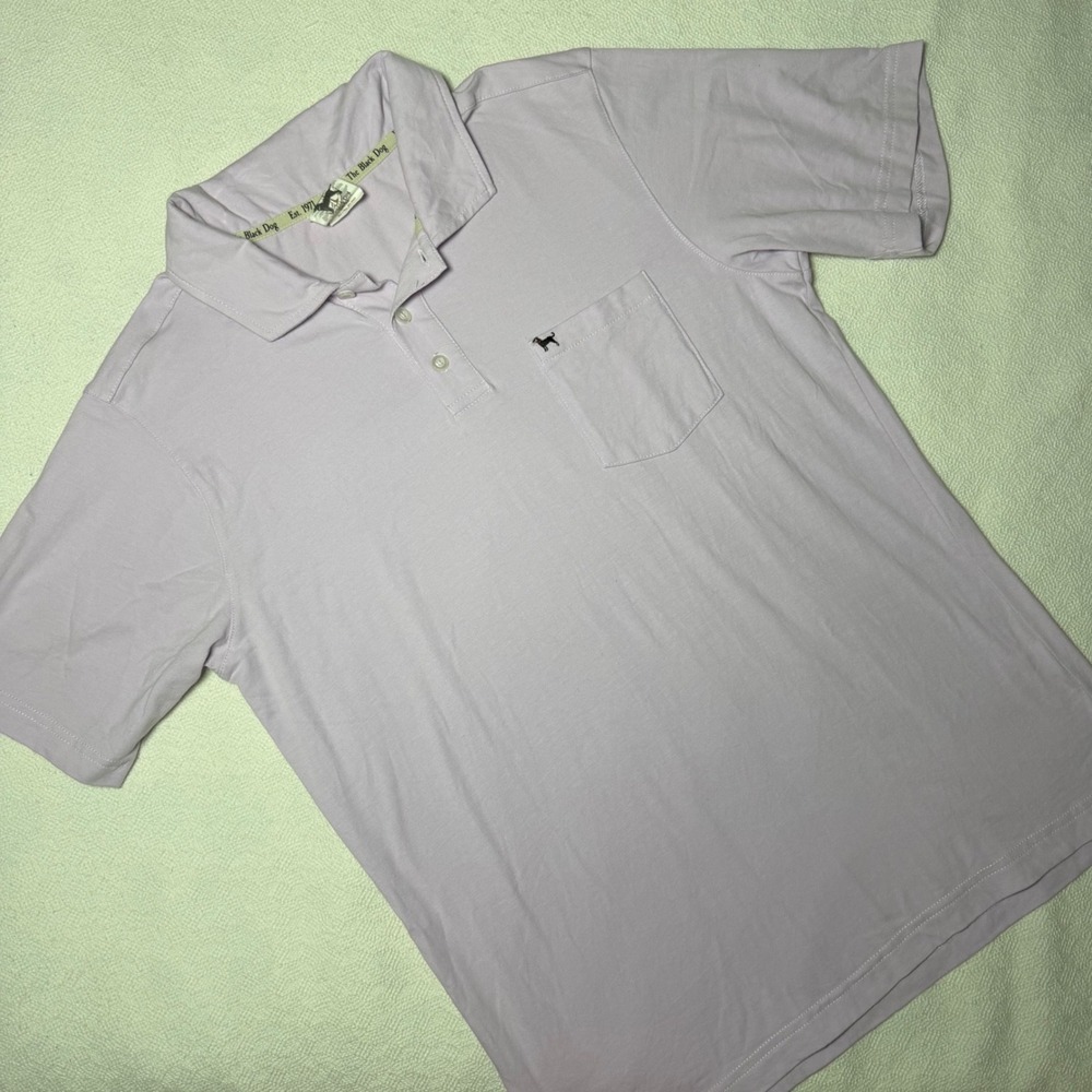 The Black Dog Mens Lavender Purple Cotton Blend Short Sleeve Pocket Polo Shirt S